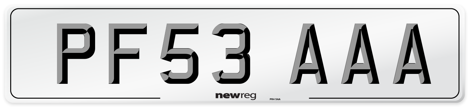 PF53 AAA Number Plate from New Reg